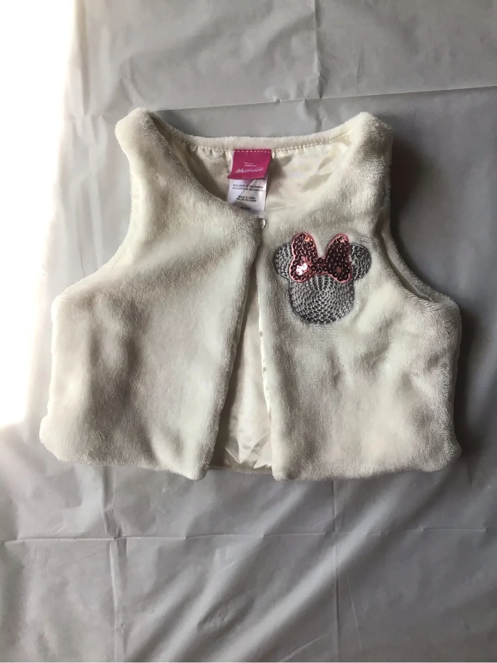 Disney Minnie Mouse Cream Faux Fur Vest